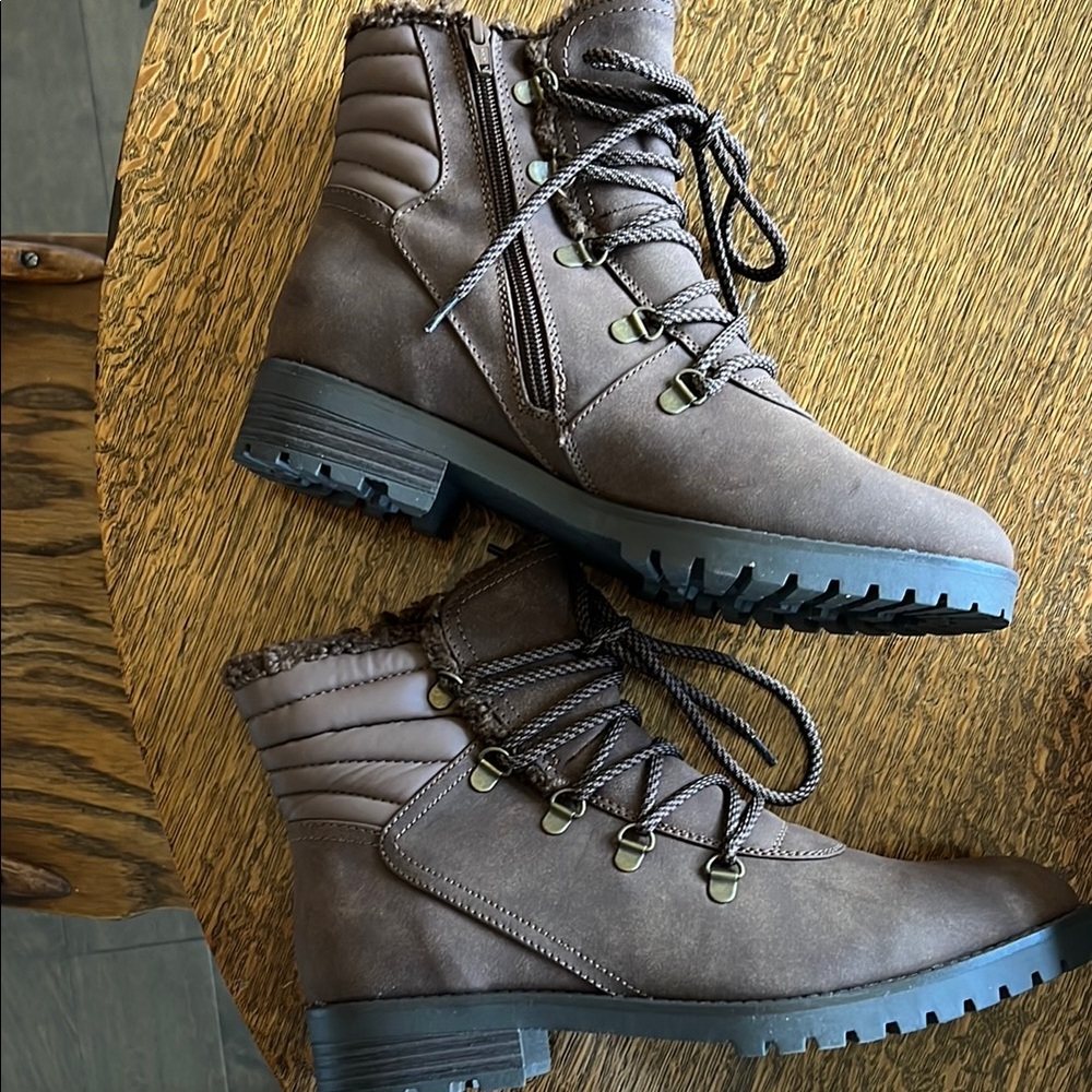 Brown Lace-Up Ankle Boots